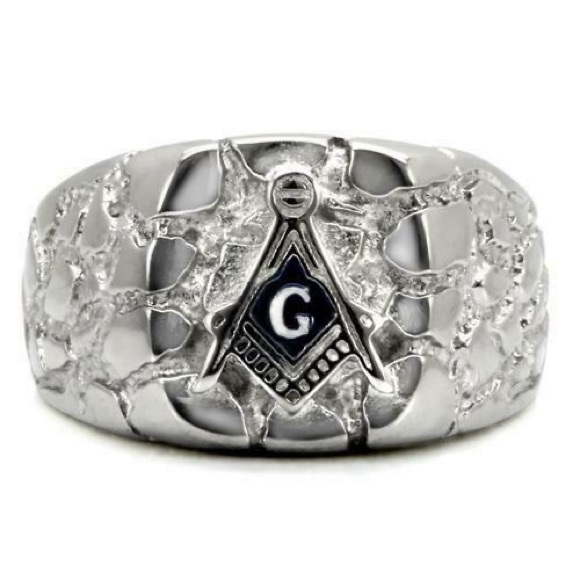 STAINLESS STEEL Men’s Masonic Nugget Ring - Picture 10 of 12